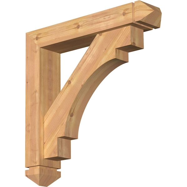 Ekena Millwork Merced Arts and Crafts Smooth Bracket w/ Offset Brace, Western Red Cedar, 5 1/2"W x 28"D x 28"H BKT0604X28X28MRC03SWR - main